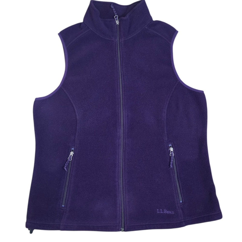 L.L. Bean Fleece Vest Womens Large Purple Full Zip Outdoor Hiking